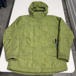 LL Bean Insulated Ski Snow Jacket Hooded Green Womens Medium Primaloft